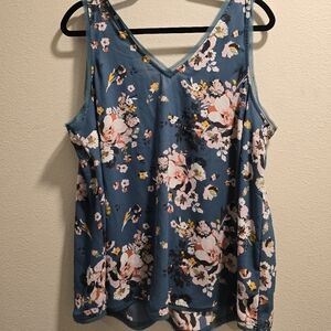 Torrid green floral Georgette raw edge tank